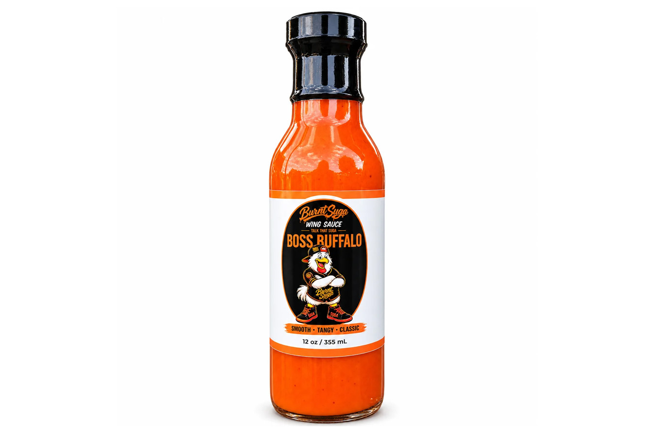 Burnt Suga Boss Buffalo Wing Sauce with a Smooth, Tangy and Classic Flavor